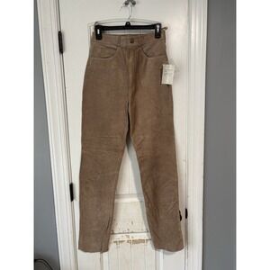 Lew Magram Collection Womens Brown Tan Suede Leather Pants Lined Size 10